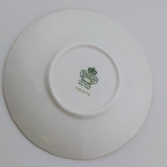 Ansley Fine Bone China Demitasse Cup & Saucer Set Violette Floral Design Gold Tr - Picture 7 of 11